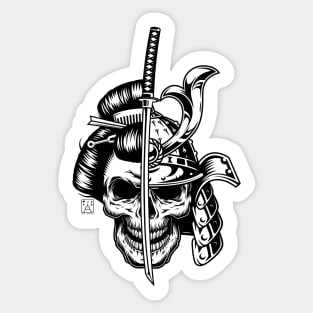 Samurai and Geisha Skull Sticker